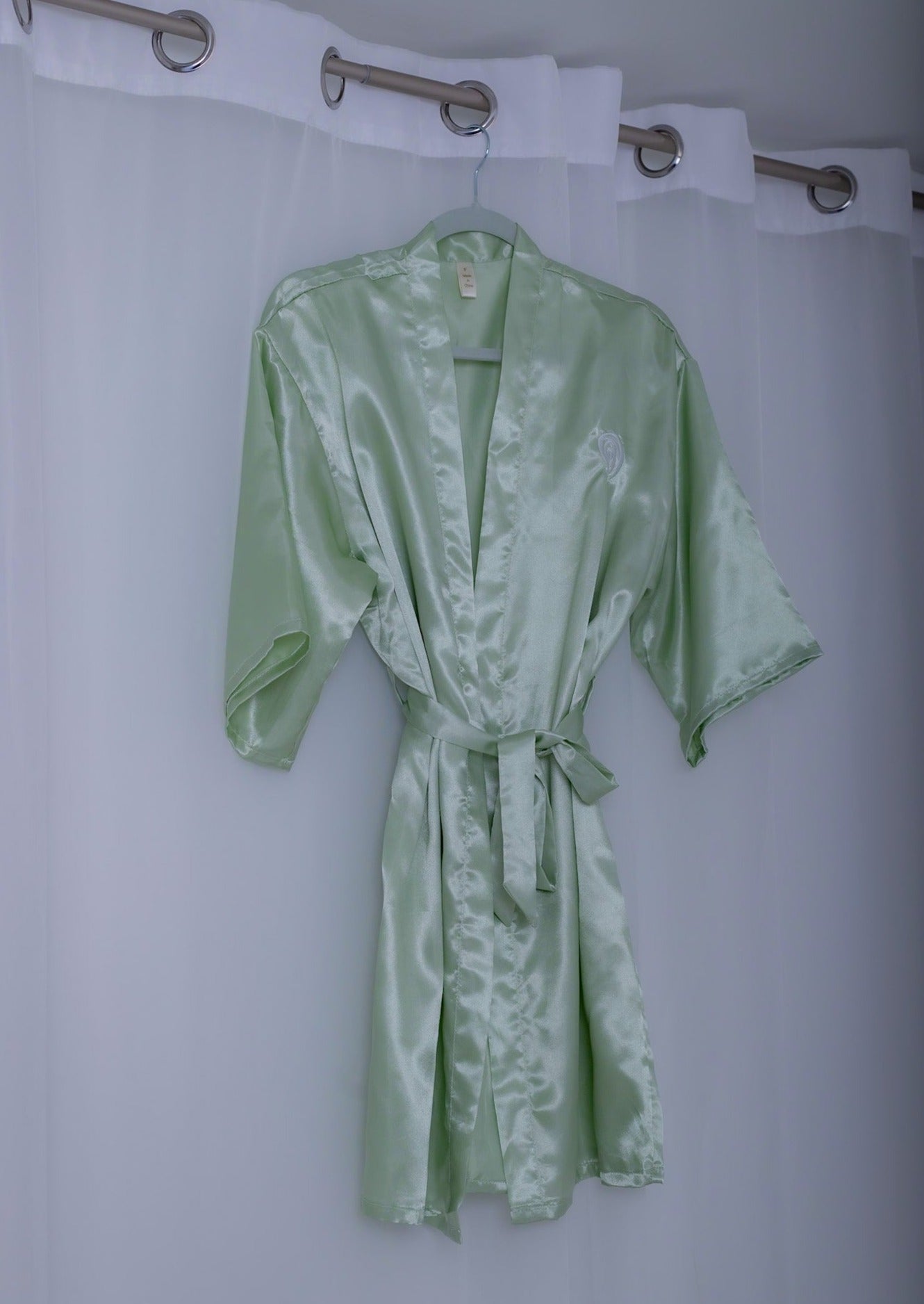 Luxurious Light Green Satin Robe for Women by equilibriumskincarecosmetics