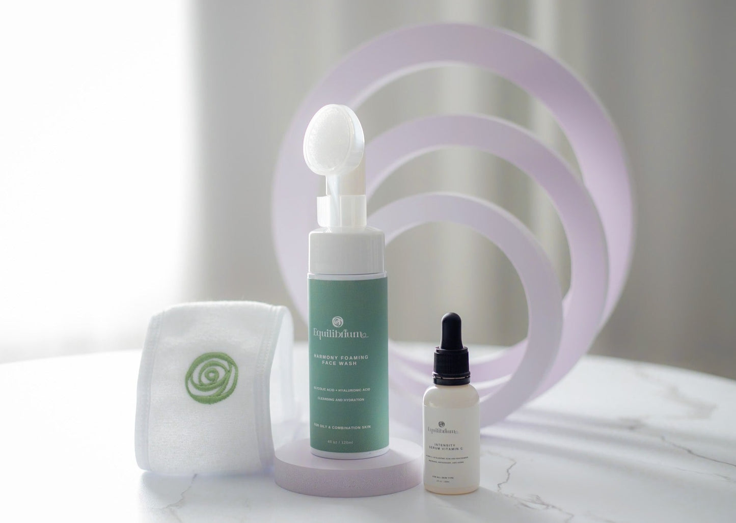 Equilibrium Skincare Kit for Oily & Combination Skin: Best Face Wash, Vitamin C Serum & Headband